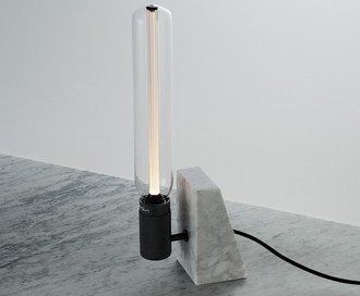 Stoned Table Light / Polished White Marble