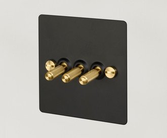 3G Toggle Switch / Cross / Black / Brass