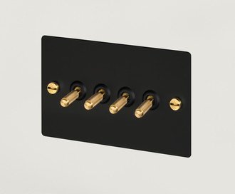 4G Toggle Switch / Cross / Black / Brass