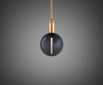 Forked Pendant / Globe / Smoked / Medium / Brass