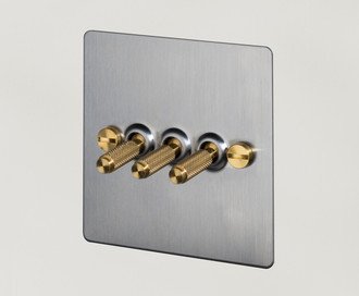 3G Toggle Switch / Cross / Steel / Brass