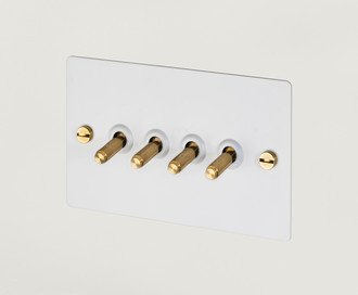 4G Toggle Switch / Cross / White / Brass