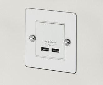 1G USB Charger / White / Steel