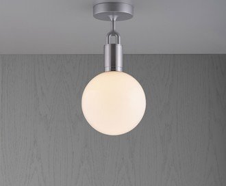 Forked Ceiling / Globe / Opal / Medium / Steel