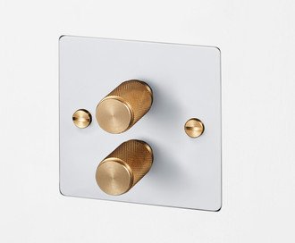 2G Dimmer / 120W / Cross / White / Brass