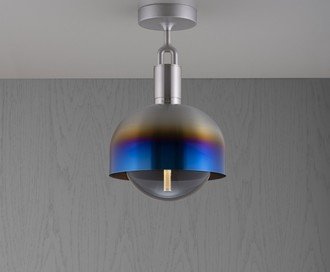 Forked Ceiling / Shade / Globe / Smoked / Medium / Burnt Steel