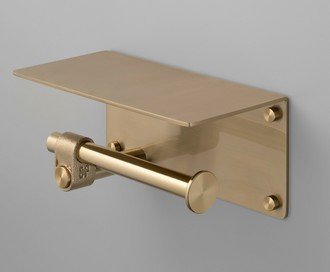 Toilet Roll Holder / With Shelf / Cast / Brass