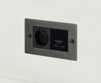 2G USB Charger & Euro Socket / Cross / Smoked Bronze