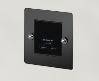 1G USB Charger / Black / Steel