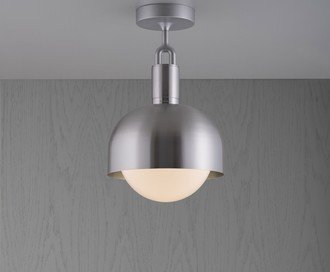 Forked Ceiling / Shade / Globe / Opal / Medium / Steel
