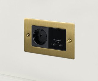 2G USB Charger & Euro Socket / Cross / Brass