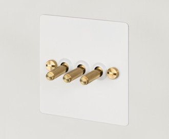 3G Toggle Switch / Cross / White / Brass