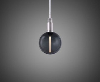Forked Pendant / Globe / Smoked / Medium / Steel