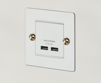 1G USB Charger / White / Brass