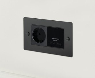 2G USB Charger & Euro Socket / Cross / Black