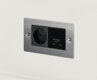 2G USB Charger & Euro Socket / Cross / Steel