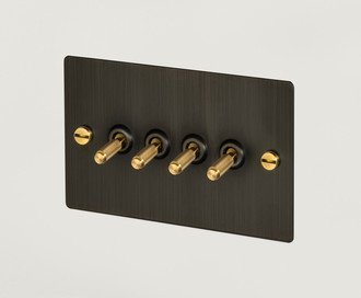 4G Toggle Switch / Cross / Smoked Bronze / Brass