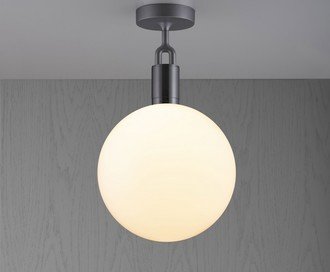 Forked Ceiling / Globe / Opal / Large / Gun Metal