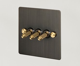 3G Toggle Switch / Cross / Smoked Bronze / Brass