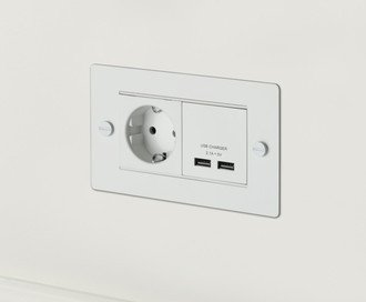 2G USB Charger & Euro Socket /  Cross / White