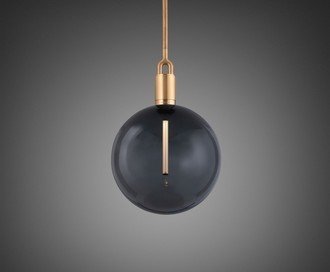 Forked Pendant / Globe / Smoked / Large / Brass